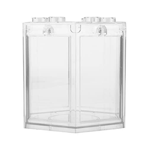 NOENNULL Small Betta Fish Tank Hex Shape Stackable Mini Aquarium Tank Portable Plastic Fish Bowl for Small Fish, Shrimp, Crab, Spide (Transparent)