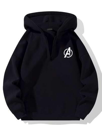 The Modern Soul Half Zipper Side Print Hoodie for Men | Sweatshirt for Men