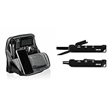 【2点セット【Amazon.co.jp限定】】コクヨ バッグインバッグ ガジェットポーチ ペンケース 大容量 軽量 自立 ハコビズ プレミアムブラック AMカハ-HB11D + はさみ カッター 2Way ハコアケ チタン刃 ブラック AMハサ-T420D