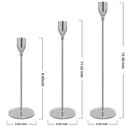 Taper Candle Holders Silver Table Decorative Candlestick Holder For Wedding Dinning Party Candle Holders For Taper Candles Metal Candle Stand,Fits 3/4 Inch Slim Candles & Led Candles (Elegant Silver) #TOP5