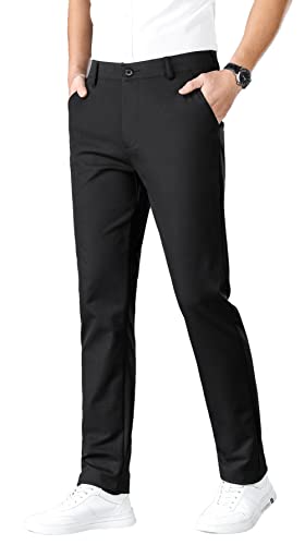 ESSYSHE Men’s Slim Fit Flat Front Dress Pants Wrinkle Free Khaki Pants3