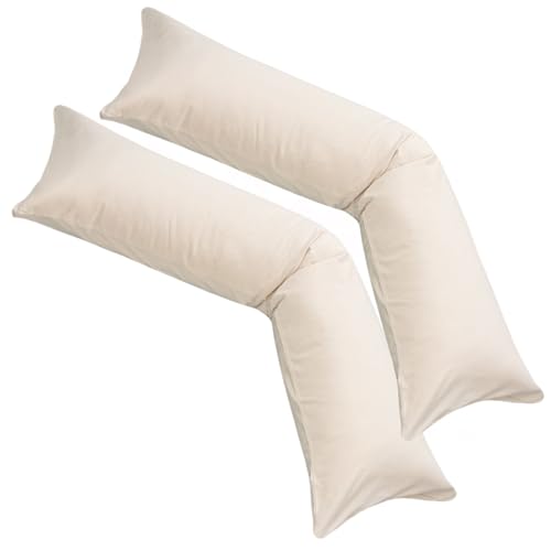 Moon pack de 2 unidades de fundas para almohadas para dormir de lado en punto, 100 % algodón, funda de almohada, cojín para lactancia, lino, 2er Pack 40x145