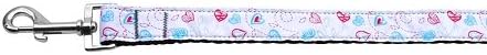Patriotic Crazy Hearts Nylon Ribbon Dog Leash & Collar Set Large