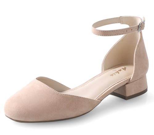 Image of Ankis Round Closed Toe Heels for Women, Low Block Heel Dress Shoes