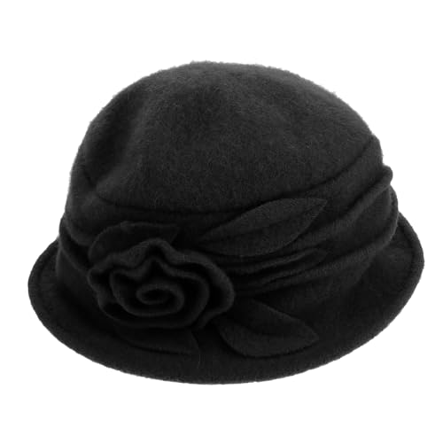 Chapeau de chapellerie en laine Holibanna cloche vintage de créateur noir femme