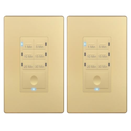Image of ENERLITES 30-Minute Neutral Countdown Wall Switch Timer, Gold, 2 Pack