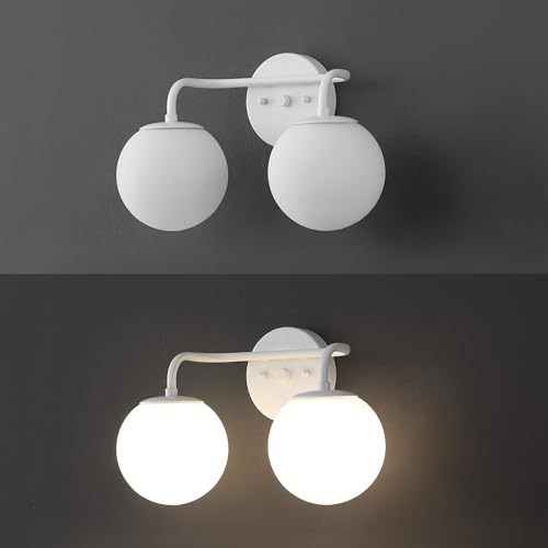 Image of JONATHAN Y Louis Parisian Globe 15 inch Vanity 2-Light, White
