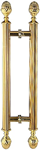 Poignée de porte en acier inoxydable doré double face pour portail et porte en bois