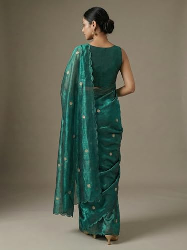 Image of Women's Pure Fandy Satin Sequin Embroidered work Saree with Dupion Unstitched Blouse Piece
