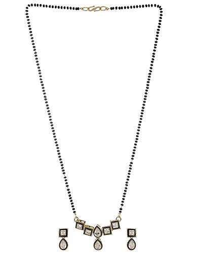 PRITA Gold Plated American Diamond Studded Traditional Mangalsutra And Earrings Combo For Women With Black Beads Chain (B07S9X8T9G) Amazon Price History, Amazon Price Tracker