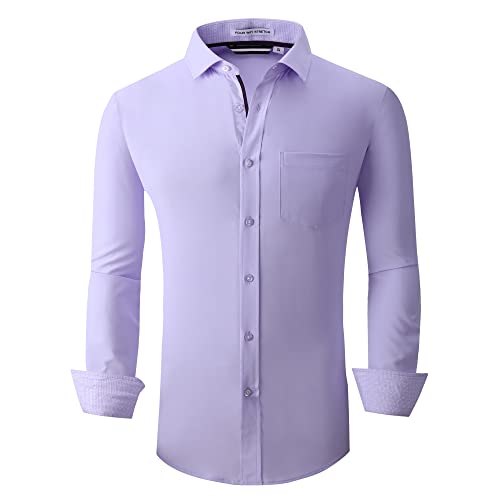 Alex Vando Mens Dress Shirt Wrinkle Free Regular Fit 4-Way Stretch Button Down Shirts