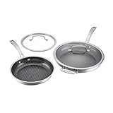Comparison: Best Cuisinart Non Stick Stainless Steel Cookware 10 CUISINART FusionPlus Nonstick Stainless Steel Cookware Set, 4-Piece Skillet Cooking Set with PFAS-Free PURELYSEAR Ceramic Non Stick Technology, Scratch Proof, Cool Grip Handles, Dishwasher Safe