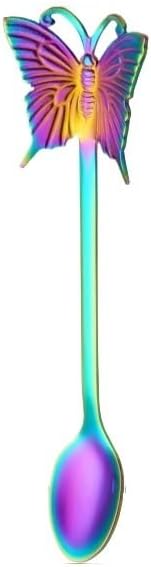 Silverware Flatware Set, 1/4/6/8/10/12 Pieces creative 304 stainless steel hanging cup spoon can hang coffee spoon dessert spoon fruit spoon(Rainbow,12Pcs)