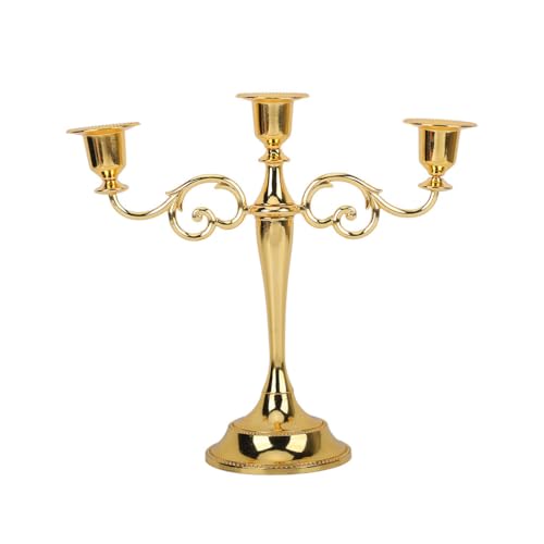 Candelabros Velador de Metal de 3 Brazos Alto Brillo Europeo Retro Exquisito Candelador de candelabros para mesas de Comedor Decoración de Vacaciones de Boda