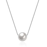 Maxilei 925 Sterling Silver Necklace Handmade White Pearl Pendant Chain For Women Or Girls (1 Pearl)