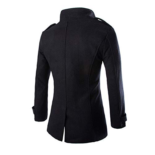 JMSUN Casaco de lã masculino fashion de inverno trench dust coat casaco longo, Preto, XXG