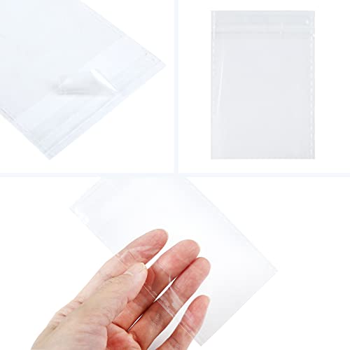 Bäcker & Lecker 100 Stück OPP Tütchen selbstklebend Plastiktüten 7 x 10 cm klein Flachbeutel Cellophantüten transparent für Süßigkeiten Geschenk Keks Schmuck