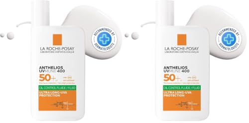 Image of La Roche-Posay Anthelios UVMUNE400 Oil Control SPF50+ Fluid Sunscreen, 50ml (Pack of 2)