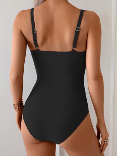 B2prity Women's Underwire One Piece Swimsuit Tummy Control Ruched Bathing Suit Criss Cross V Neck Swimwear2