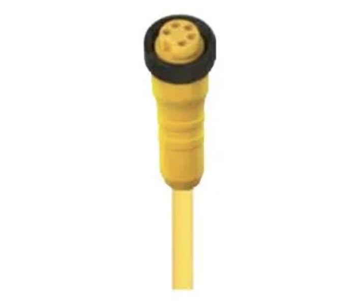 RK 50-877/10M, Sensor Cables/Actuator Cables Mini 7/8 inch Single-Ended cordsets, Female Straight, 5-Poles with Internal Threads and Yellow TPE (TC-ER) 16 Gauge Molded Cable, US Color Code.