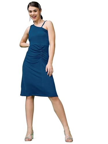 Image of Purvaja Women's Solid Sleeveless Bodycon Knee-Length Dress