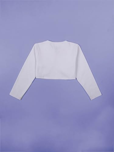 Image of KiddoPanti Girls Fleece Crop Length Shrug | Cotton Poly Fleece Fabric |Sequin Patch on Chest | Front Open Pearl Button Closure | Crop Length, Full Sleeve | Lightweigth & Breathable Girls Shrug