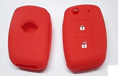 Etui na klucze kompatybilne z Nissan Juke Qashqai Note Micra silikon 2 przyciski breloczek do kluczy miękki pokrowiec ochronny do samochodu, pilot zdalnego sterowania, 7 kolorów (czerwony)