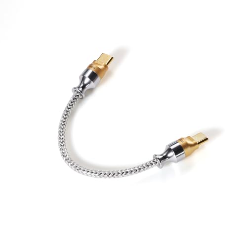 DD ddHiFi TC07S Nyx Series Silver USB-C to USB-C HiFi Audiophile USB OTG Cable with Litz Silver Plated Over LCOFC Shielding 10cm