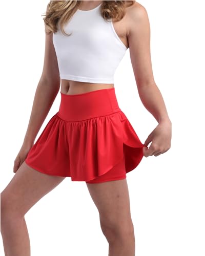 Sweet Hearts Girls Active Skort - 2 Pack Flowy Butterfly Shorts with Spandex Lining - Athletic Skirt for Girls, Made in USA4