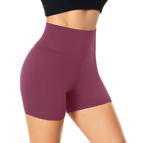 FuelMeFoot Damen Kurze Sporthose High Waist Yoga Sport Shorts Leggings für Sommer Leggins Radlerhose Fitness Hotpants Gym Bike A07-Rosa S/M