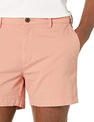 Image of Amazon Essentials Men's Slim-Fit 5 inch Flat-Front Comfort Stretch Khaki Chino Shorts with Elastic Waistband