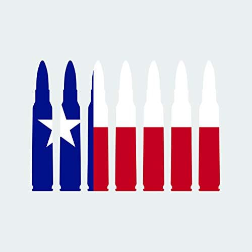 Texas Flag Bullet Ammo Sticker Self Adhesive Vinyl Decal FA Graphix TX .223 5.56mm 2a 2nd Gun Rights - 5.00 Wide