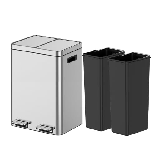 Caneca de basura doble 20L acero inoxidable con pedal miniatura 7
