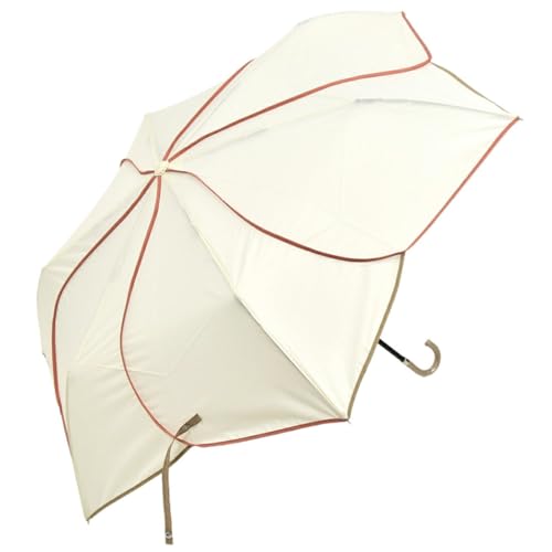 晴雨兼用 日傘 雨傘 [なごみや] 折りたたみ傘 バイカラーパイピング ミニ 暑さ 熱中症 日焼け 紫外線 UV 対策 撥水 防水 レディース 50cm ホワイトのサムネイル