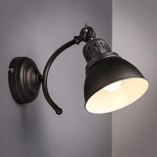 Applique murale industrielle vintage col de cygne luminaire noir réglable E27