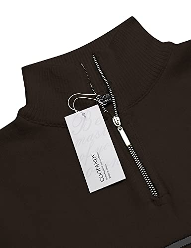 Coofandy Mens Striped Baggy Long Sleeve Sweater Winter Zipped Up Pullovers Sweater (Brown, Xl) #TOP4