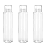 3Pcs 150ml/5oz(Non Squeezable) Empty Refillable Clear Plastic Bottle With Flip Cover Cosmetic Makeup Bath Shower Gel Lotion Liquid Shampoo Storage Container Jars