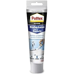 Silicona Para Pegar Fregadero Pattex Silicona Baños y Cocinas, Resistente al Moho y Agua, Transparente, 50 ml