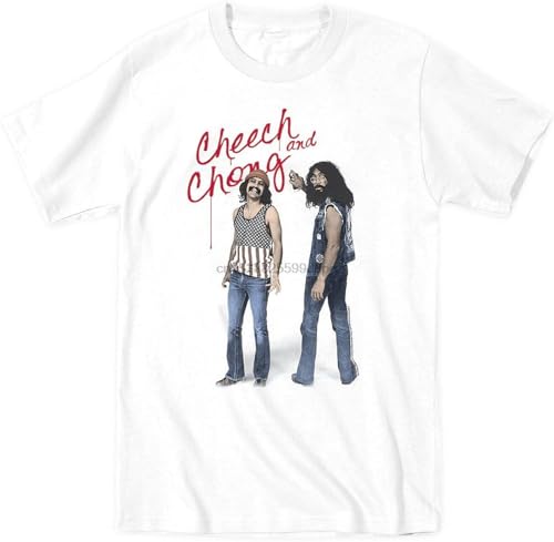 GUYUNTI Tshirt Tops Summer Cool Funny T-Shirt Cheech and Chong 70 Graffiti American Novelty Mens Shirt T-Shirt White 3XL