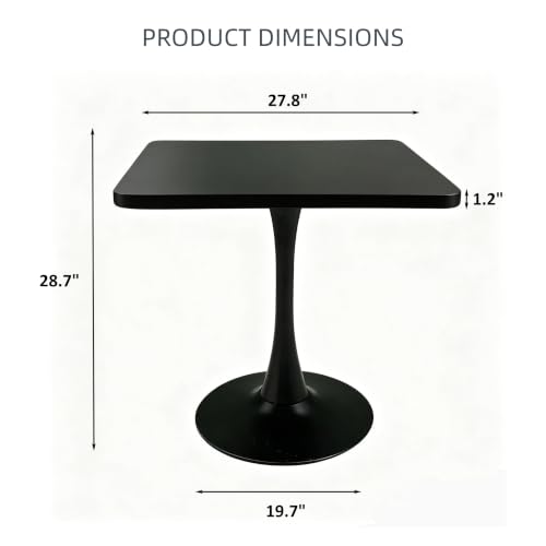 Trygoal Square Tulip Table, 28" Small Table with Metal Pedestal, Black by Trygoal - Used condition - Image 2