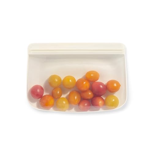 W&P Porter Silicone Reusable Storage Bag, Sandwich (10oz Flat), Cream, Food Storage Container, Microwave and Dishwasher Safe, Easy Cleaning