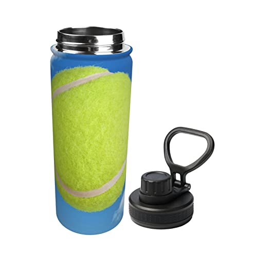 Water Bottle Yellow-Tennis-Blue-Sky 18 Oz Stainless Steel Vacuum Insulated Wide Flask With Leakproof Spout Lid #TOP1