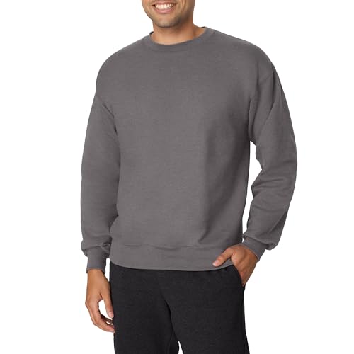 Hanes Mens Sweatshirt, Heavyweight Fleece Crewneck Pullover For, Oxford Gray, Small US