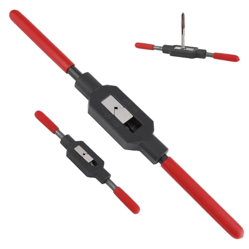Sopoloray 2Pcs Adjustable Wrench Handle Set,1/4"-3/4",1/16"-1/4" Tap Wrench Screw Holder Reamer Hand Tool with Plastic Dipped Non-Slip Handle,Reamer Ratcheting Tap Handle