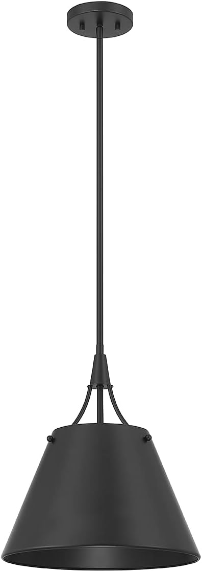 Savoy House 7-4499-1-89 Willis Vintage Modern Traditional Metal Pendant, 1-Light 60 Watt, 16" H x 14" W, Matte Black