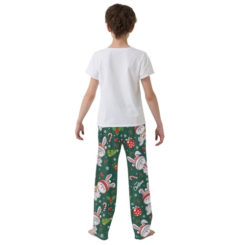 ZZXXB Merry Christmas Bunny Berry Boys Long Pants Soft Trousers Elastic Waist Kids Lounge Bottoms with Pockets S-XL3