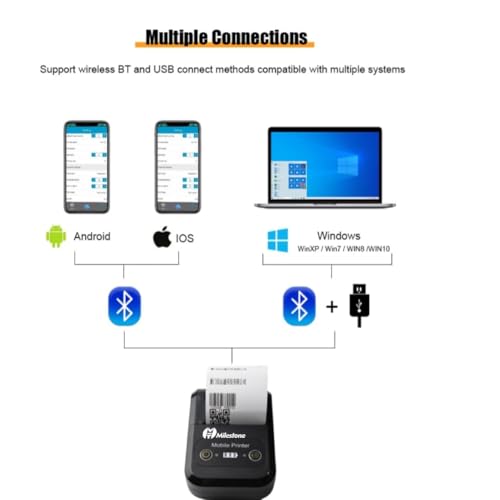 Image of Milestone MPT-II 58mm Thermal Printer Bluetooth POS Android 2 Inch Receipt Bill Printing Machine for Shop Restaurant Swiggy Zomato KOT Mall Mini Market with 10pcs Thermal Roll