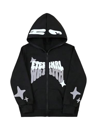 Boy's Zip Up Hoodie Y2K Long Sleeve Graphic Sweatshirts Streetwear Hooded Jackets