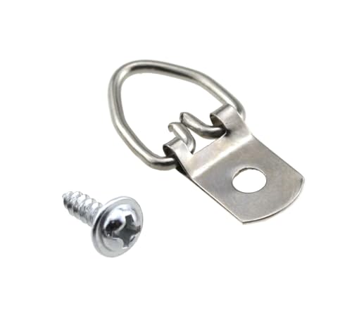 Image of 60PCS Picture Hanging Hardware D Ring Metal Picture Hook with Screw Suitable for Hanging Wooden Frame Picture Frame Small Mirror Clock