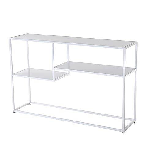 HADECOLL Modern Iron Console Table Shelf For Living Room And Bedrooms Narrow Sofa Side Table With Display Stand For Entryway Stylish Behind Couch Table For Shops And Offices,White100*30 * 75Cm